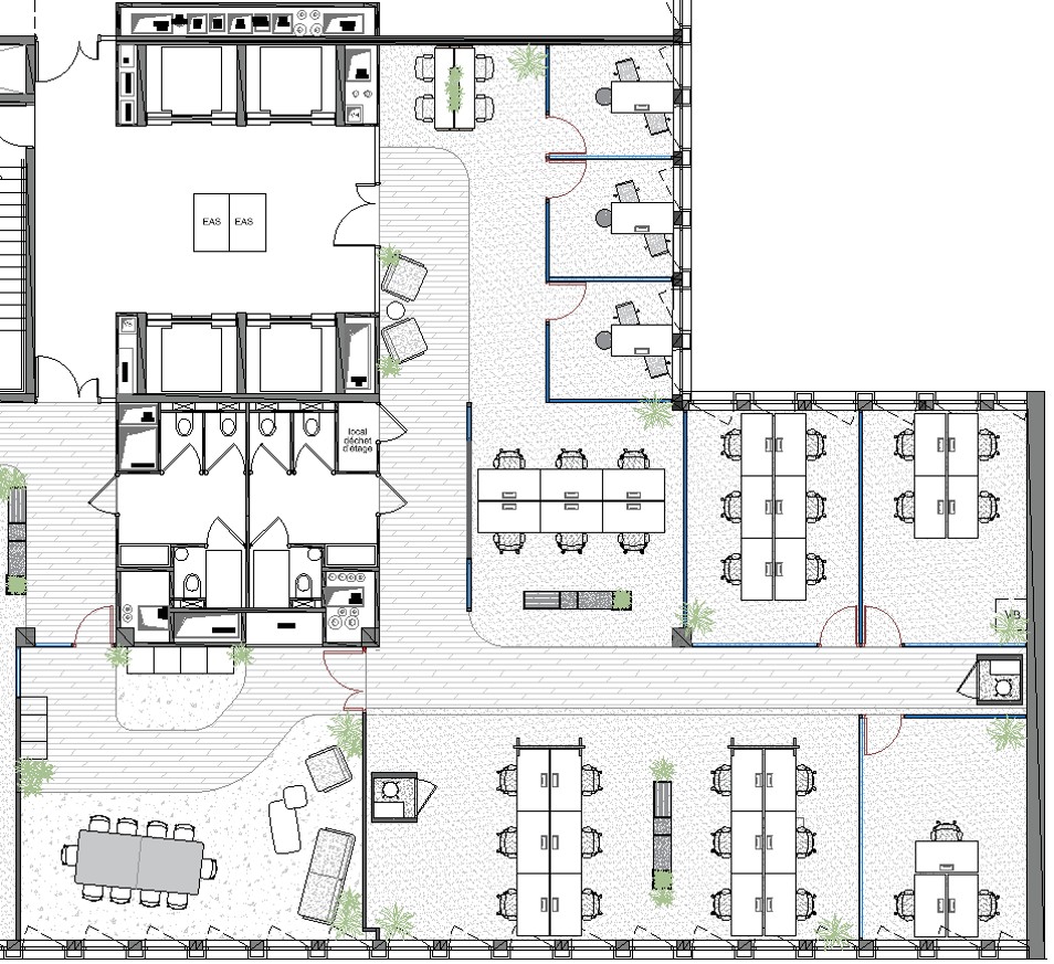 Plan technique d'un plateau de bureaux